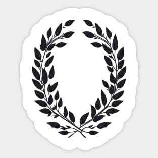 white and black laurel wreath Sticker